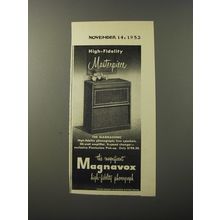 1953 Magnavox Magnasonic Phonograph Ad - High-Fidelity Masterpiece