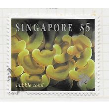 SINGAPORE 1994 LIFE IN CORAL REEF BUBBLE $5 PLAIN USED