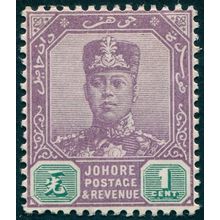 Johore 1912 1c dull purple & green SG78 unused