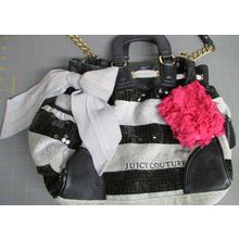 RARE 1990's Juicy Couture Handbag Y2K Black & grey Top Handle Purse Charm RARE