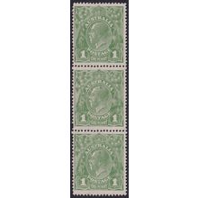Australia 1924 1d Green Strip Lower Stamp with Wattle Line