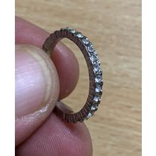 UK SIZE P RING VINTAGE SILVER TONE CLEAR STONES 1.69 GRAM (P3)