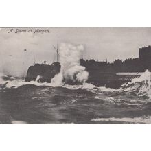 Margate Storm Swimming Sign Disaster Antique Postcard
