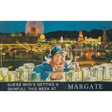 Margate Having A Skinful To Drink Alcoihol Beer Tankard Kent Comic Postcard