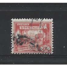 Burma.SG128 4a Elephant hauling log (Red).Fine Used.Jul25c
