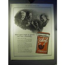 1921 Velvet Tobacco Ad - When Pipes Begin to Gossip