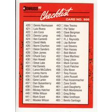 1990 Donruss Baseball Checklist unmarked card #500