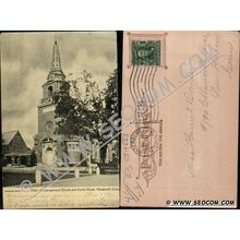 CT Naugatuck Postcard Congregational Church & Parish House Undivided Back ~1553
