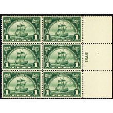 614, Mint VF NH 1¢ Right Side Plate Block .. Stuart Katz