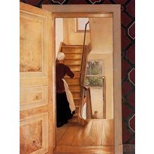 Mesdag Hendrik Willem Interior With Staircase Poster Canvas Movie Film Print A0