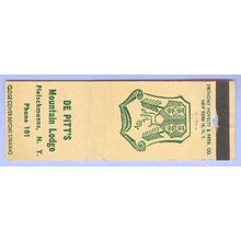 New York Fleischmanns Matchcover Advertising De Pitts Mountain Lodge Extre~134