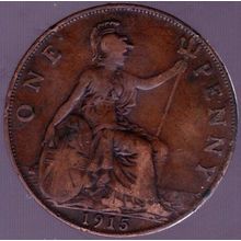 1915 Great Britain 1 Penny Coin