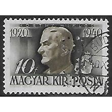 Mi 627: 10 f. bicoloured 20th Anniv. of the Regency, wmk. IX A1, perfin