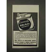 1938 American Cyanamid & Chemical Cyanogas Ad - Cyanogas kills ants instantly