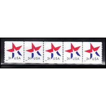 3615 3c Star Very Fine MNH Strip of 5 PA4234