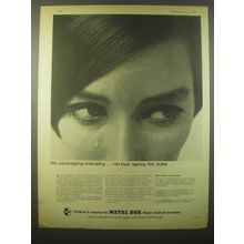 1965 Metal Box Ad - No packaging industry No hair spray for Julia
