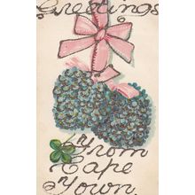 Greetings From Cape Town South Africa African REAL GLITTER ANTIQUE Postcard