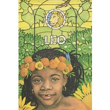 Leo Child By Stained Glass Window Rare Horoscope Postcard