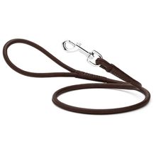 Dog Pet Round Leather Leash W3/8" - L72", Dark Brown