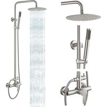 Gotonovo Outdoor Shower Fixtures SUS304 Stainless Steel Rain Shower Kit Faucet H