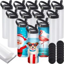 12 Pack Sublimation Tumblers Flat Edge Blanks Skinny Straight 20 Oz, Stainless S