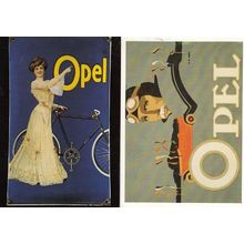 Opel Bicycle Motor Racing Car 2x Poster French Advertising Postcard s