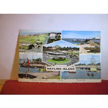 multiview. HAYLING ISLAND, Hampshire used postcard by Valentine 1970 pm =
