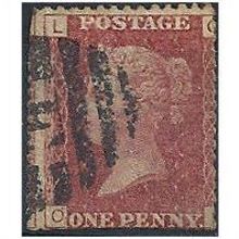 1858 SG43 1d Red Plate 202 Good Used Check Letters "OL".