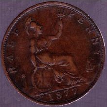 1877 Great Britain 1 Half Penny Coin