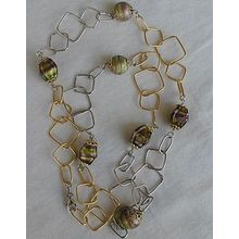 Golden and silver rings necklace