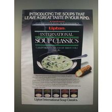 1986 Lipton International Soup Classics Ad - A Great Taste in Your Mind