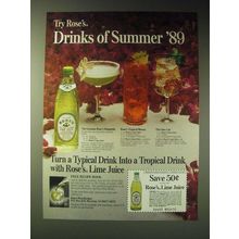 1989 Rose's Lime Juice Ad - recipes for The Genuine Rose's margarita