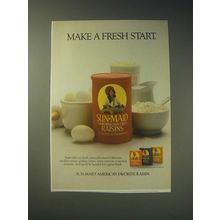 1989 Sun-Maid Raisins Ad - Make a fresh start