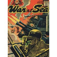 War At Sea USA Soldiers Helmet Binoculars 1950s Comic Book Postcard