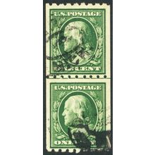 390, Used 1¢ VF RARE Coil Line Pair - Stuart Katz