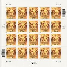 Art Deco Gold Eagle Sheet of Twenty 55 Cent Postage Stamps Scott 3471