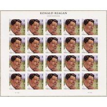 President Ronald Reagan Sheet 20 Current Rate Postage Stamps Scott 4494