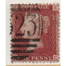Sg43 1d red plate 201 FINE USED " E C " (REDS)