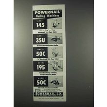 1958 Powernail Nailing Machines Ad: 145, 35U, 50C, 195