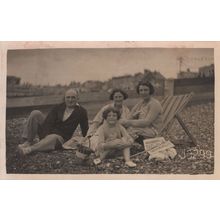 Herne Beach Kent Family & Golly Toy Newspaper Old RPC Postcard
