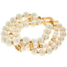 ANNE KLEIN Clear Stones and Faux Pearls Triple Strand Bracelet (RARE & COLLECT)