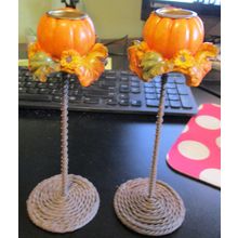 Pumpkin\Fall Candlestick Holders (2) 7 1/2"