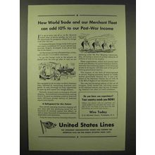 1945 United States Lines Ad - Add to Post-War Income