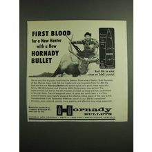 1962 Hornady Secant Ogive Spire Point Bullet Ad - Bull Elk