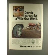1968 Firestone Super Sports Wide Oval Tire Ad - Detroit Agrees