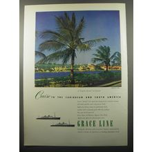 1950 Grace Line Cruise Ad - A Lagoon Avenue in Curacao Elizabeth Hibbs
