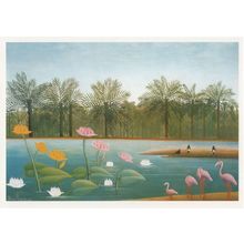 Henri Rousseau The Flamingos Painting Postcard