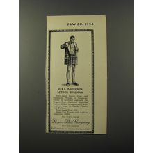 1953 Rogers Peet Beach Coat and Swimming Trunks Ad - D&J Anderson Scotch Gingham