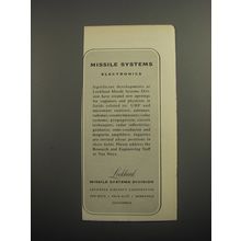 1956 Lockheed Missile Systems Division Ad - Missile Systems Electronics