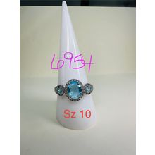 Bomb Party Sz10 Revealed BP Ring Fashion Jewelry RBP Blue Oval Rhodium P